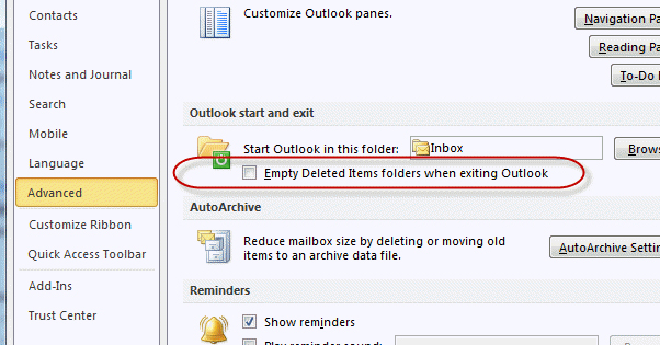 Empty Deleted Items Outlook