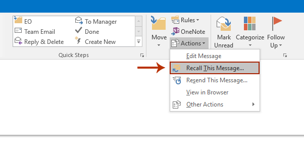 Recall Email in Outlook