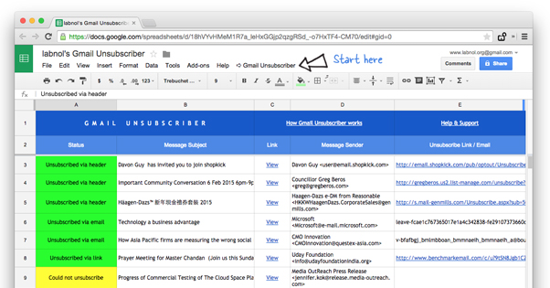 Gmail Unsubscript