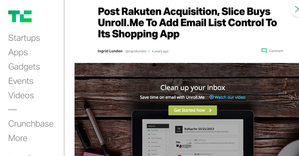 Unroll.me eladott Rakuten