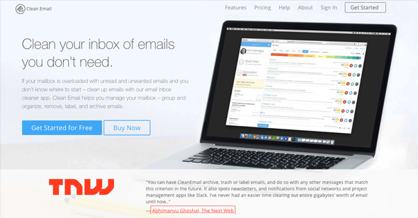 Clean.Email Homepage