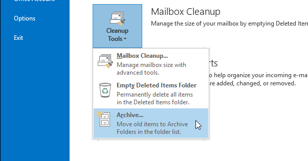 Archive Emails in Outlook