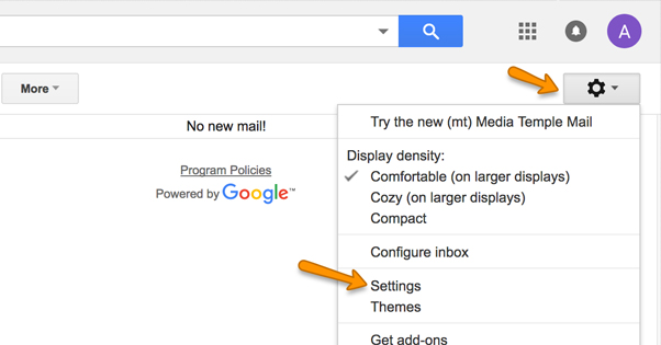 where is the settings icon in gmail