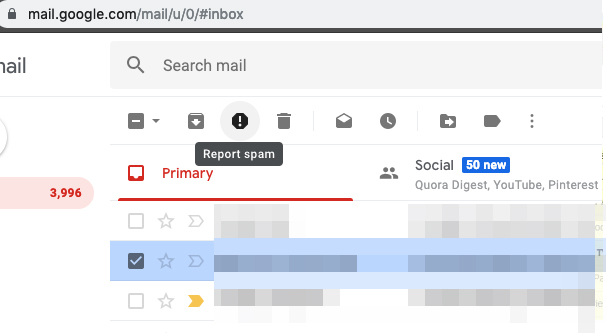 Reporting an Email as Spam