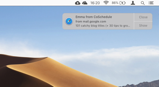 see which app chrome notification is for on mac