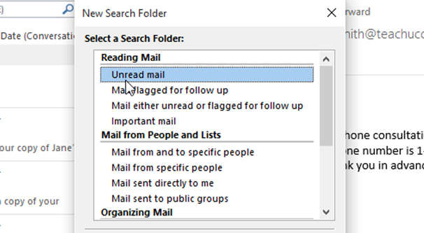 Outlook Creating a Search Folder
