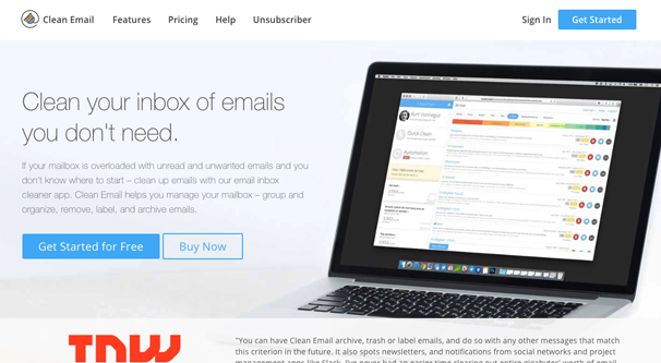 Clean Email Homepage