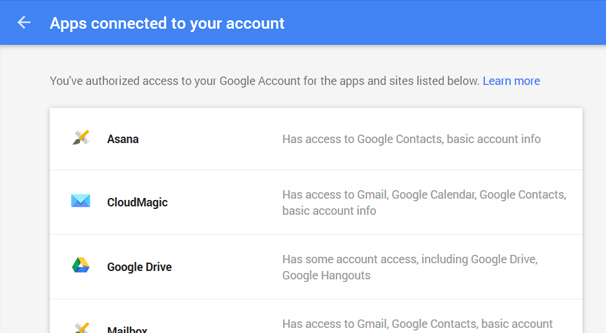 Gmail Apps Connected to Account